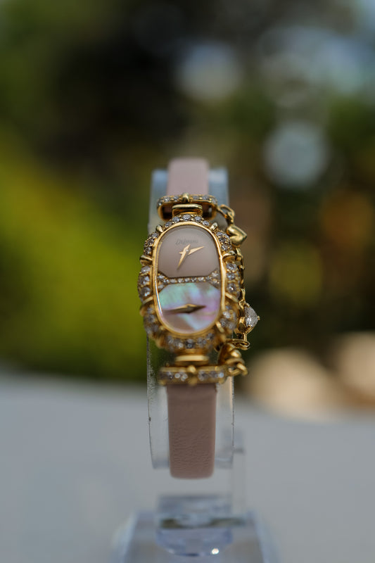 DeLaneau Dual Time 18K Gold Diamond Watch