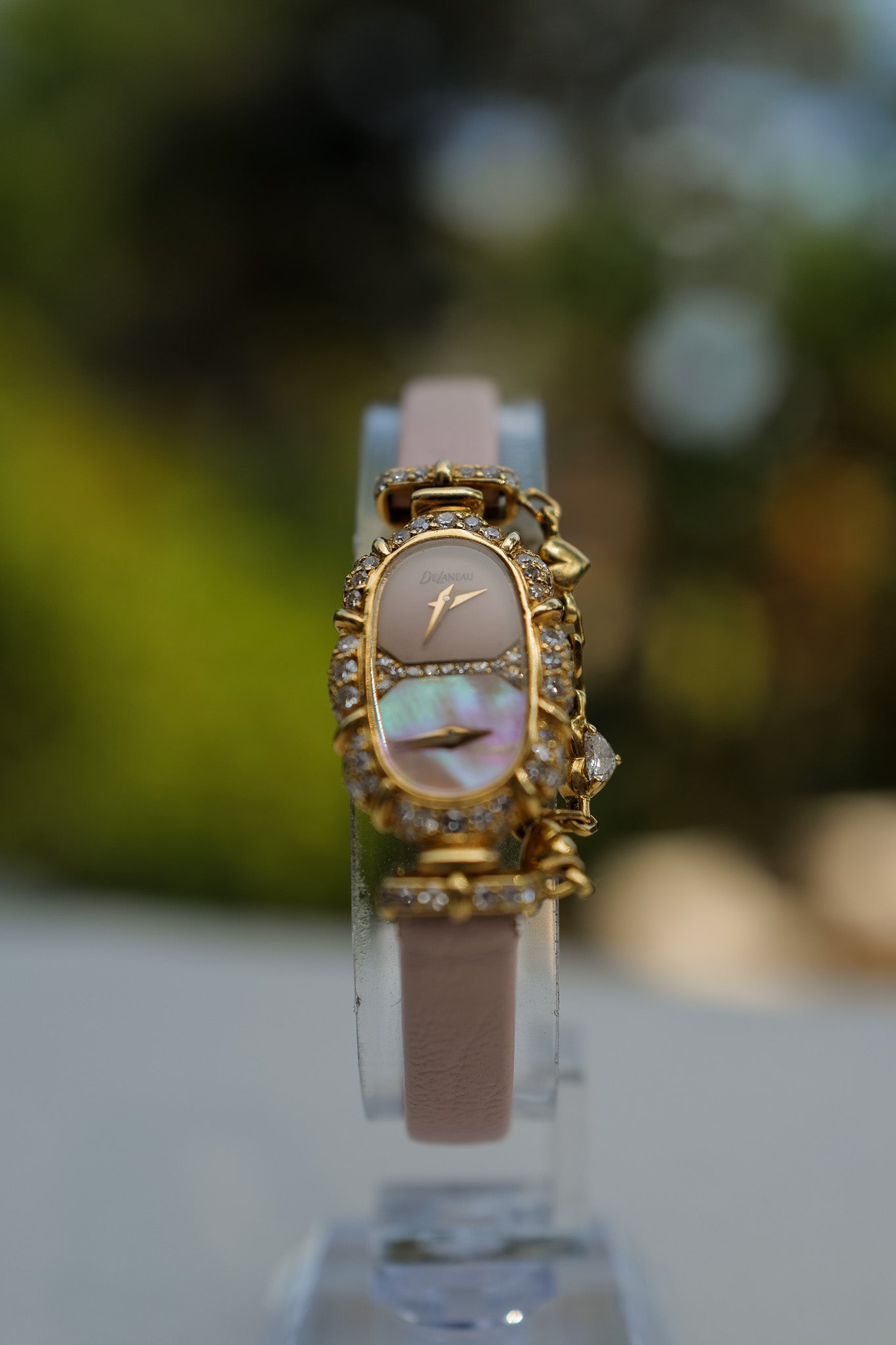 DeLaneau Dual Time 18K Gold Diamond Watch