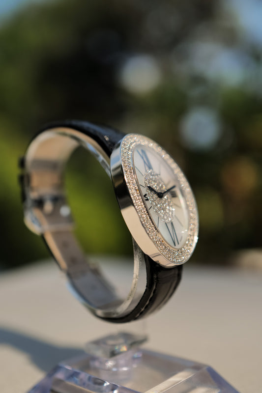 Chopard 18K White Gold Diamond-Set Oval Watch