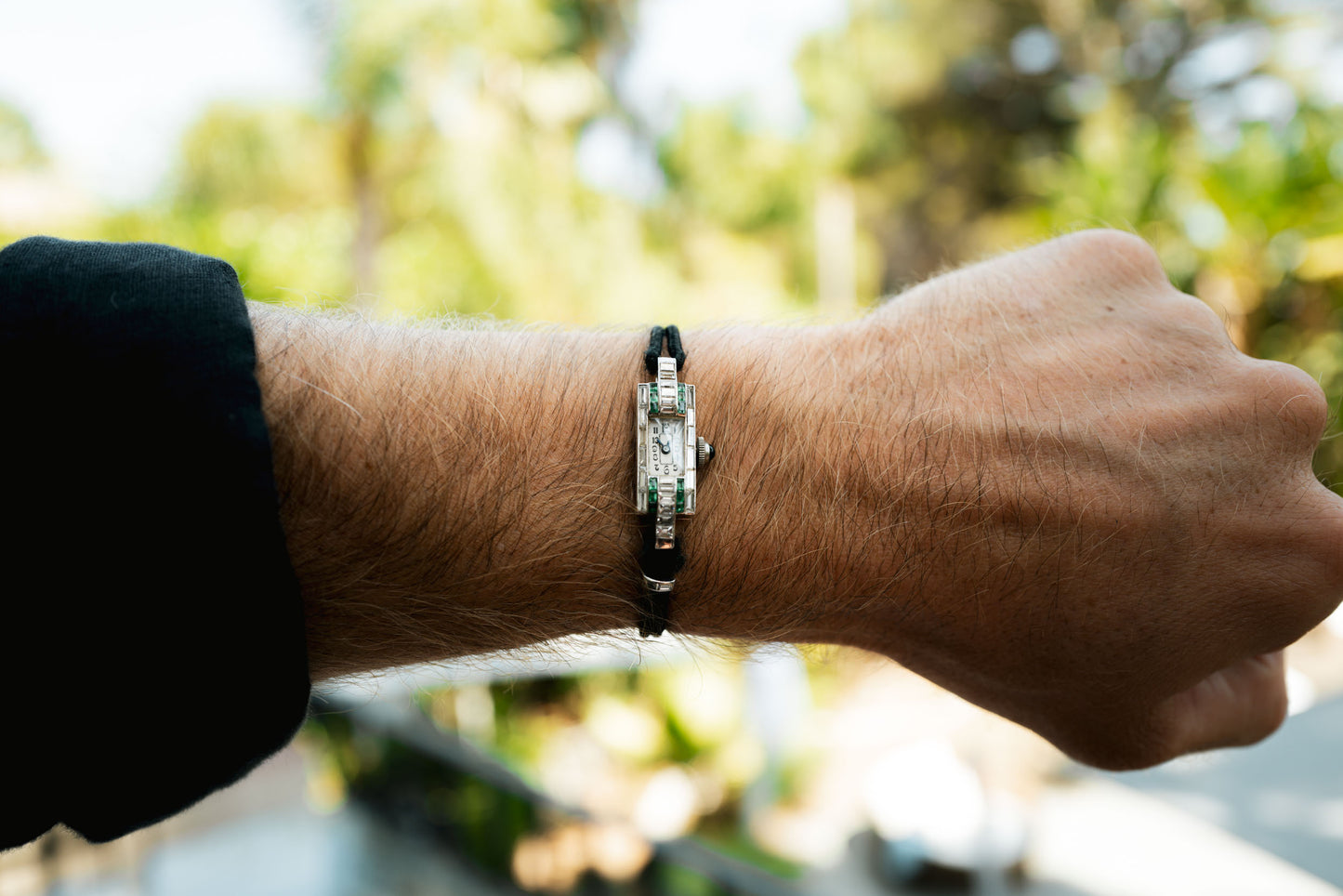 Art Deco Diamond & Emerald Cocktail Watch