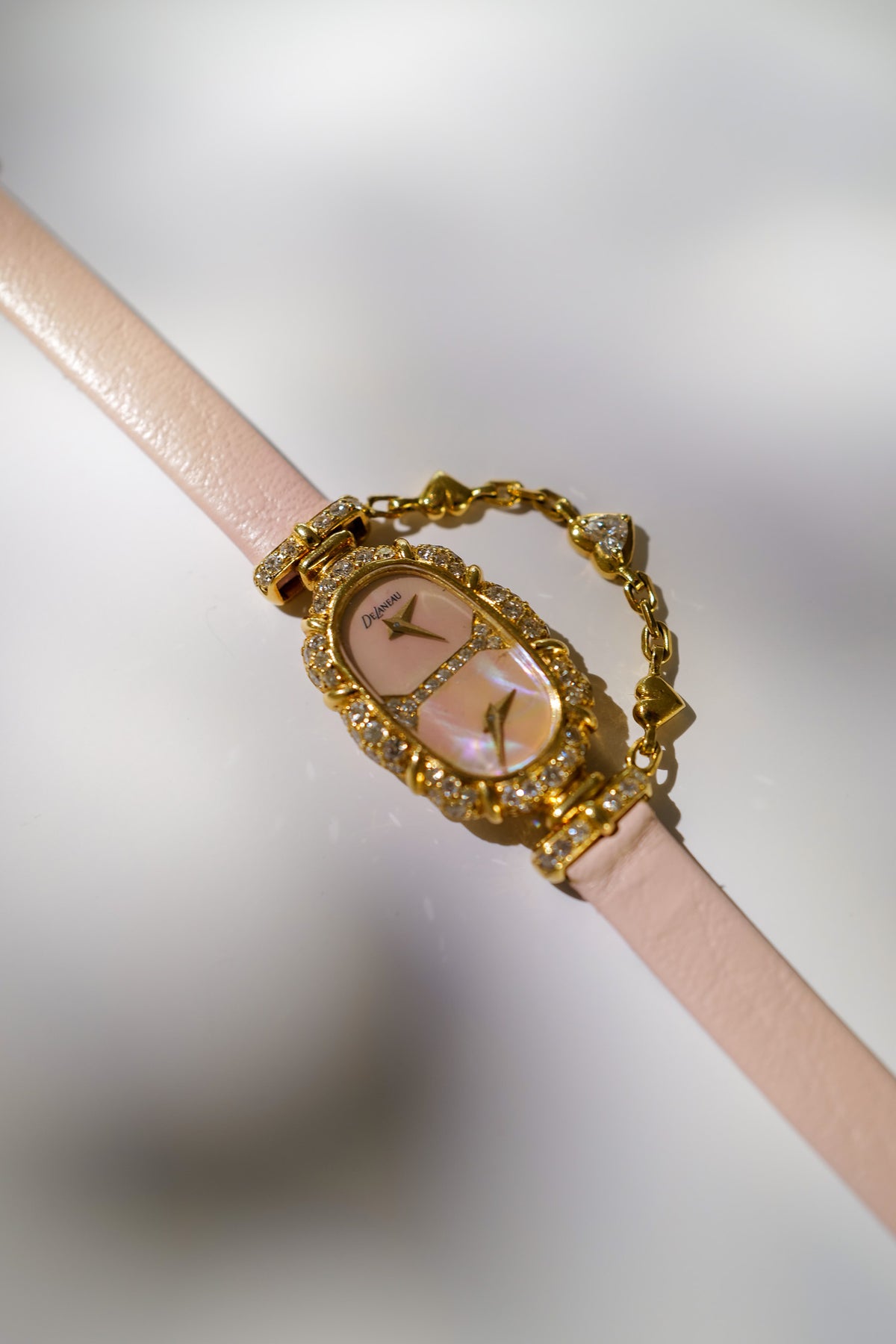 DeLaneau Dual Time 18K Gold Diamond Cocktail Watch