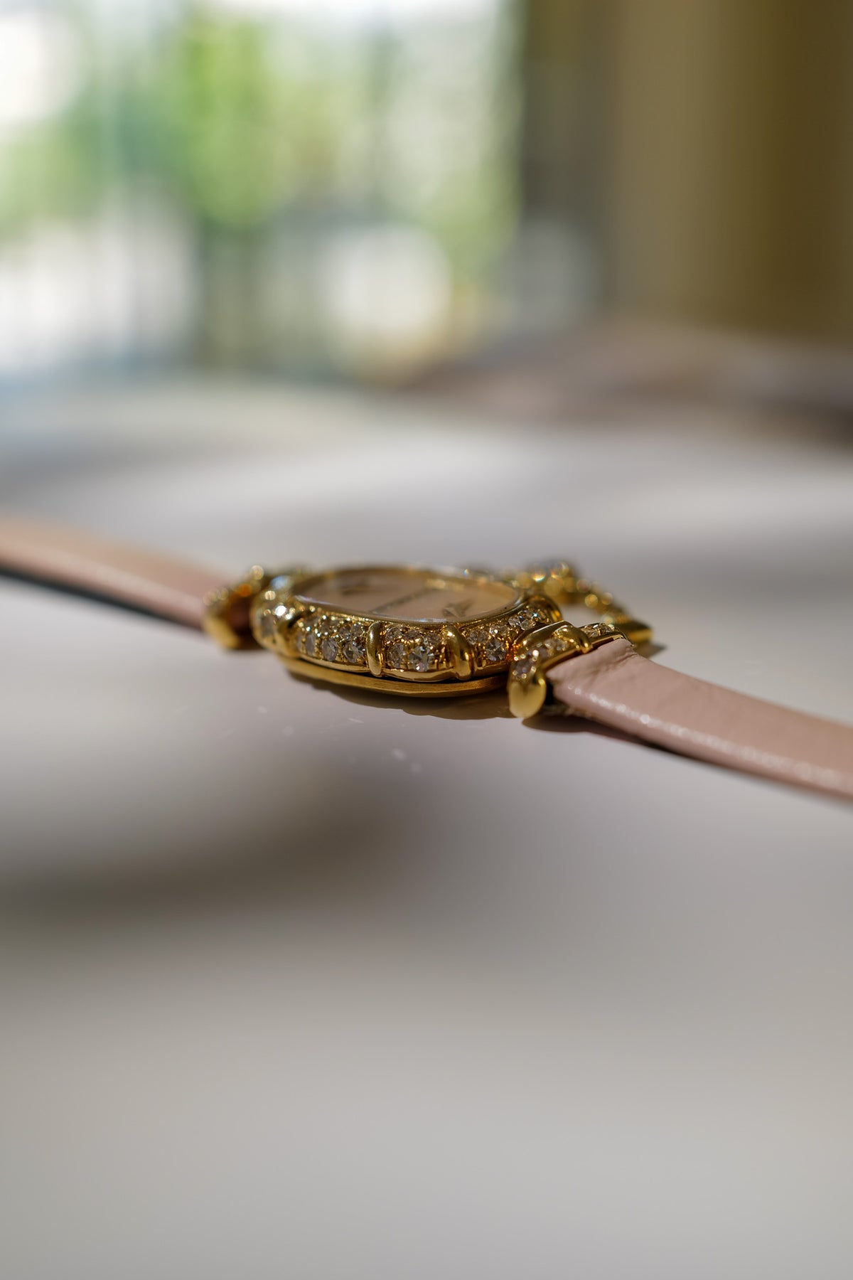 DeLaneau Dual Time 18K Gold Diamond Cocktail Watch