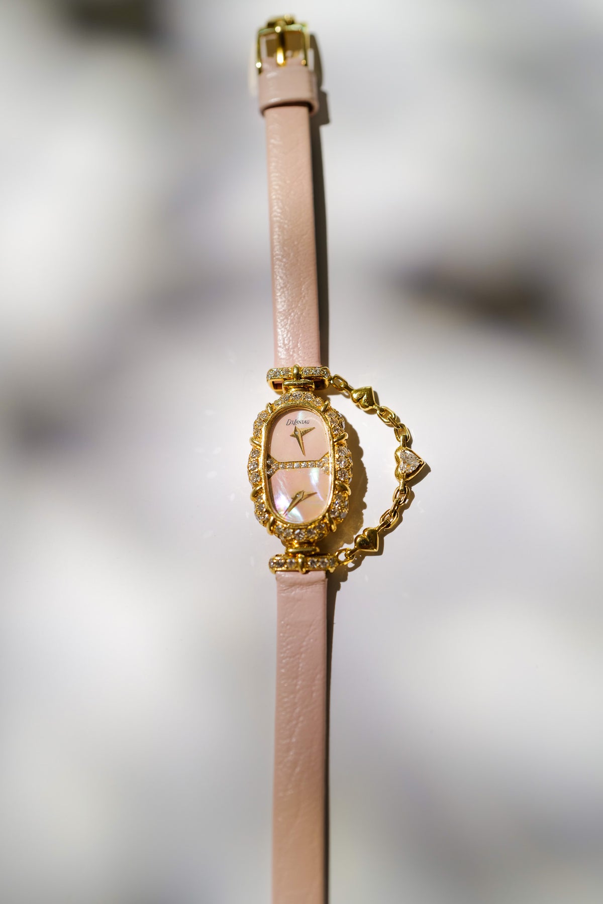 DeLaneau Dual Time 18K Gold Diamond Cocktail Watch