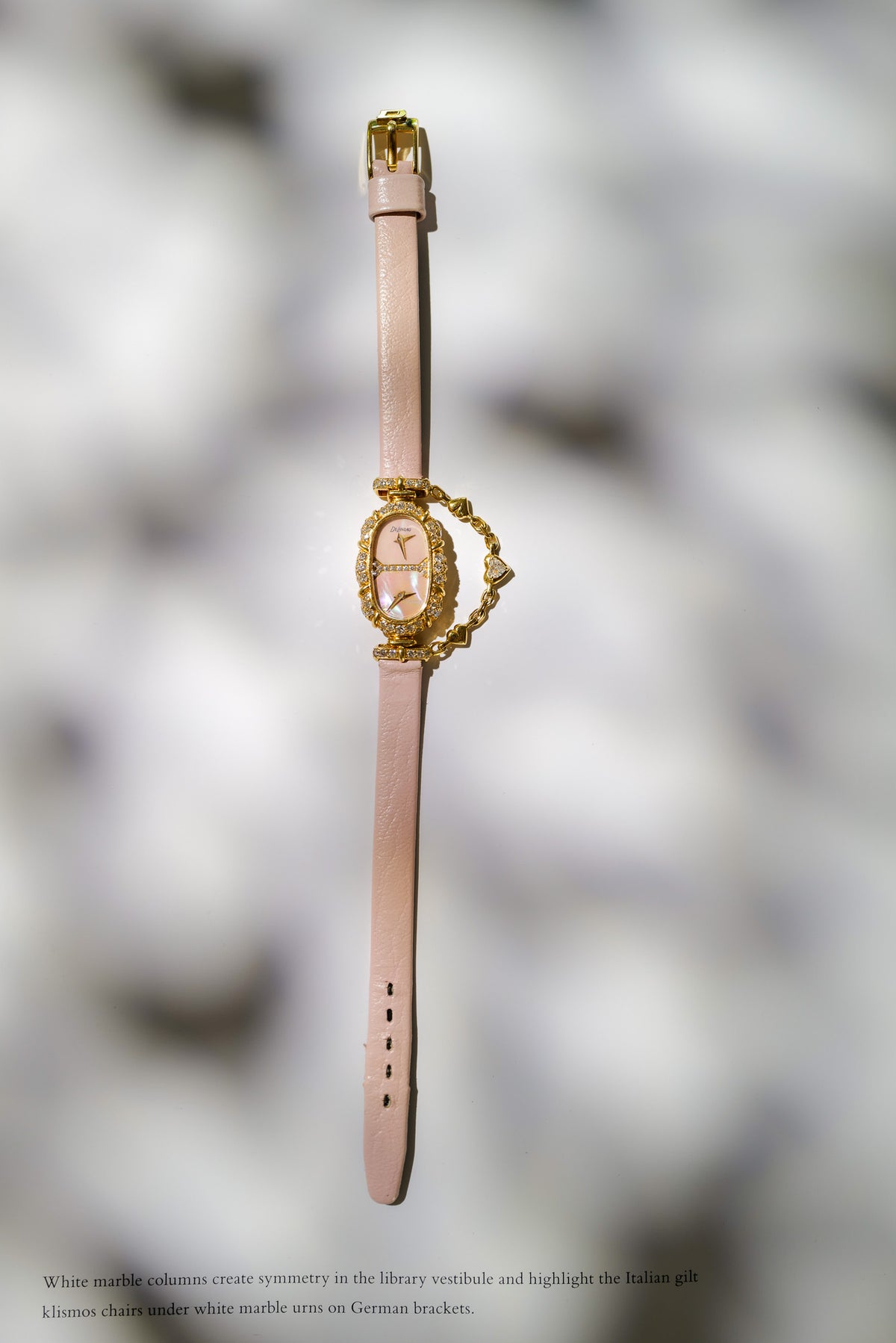 DeLaneau Dual Time 18K Gold Diamond Cocktail Watch
